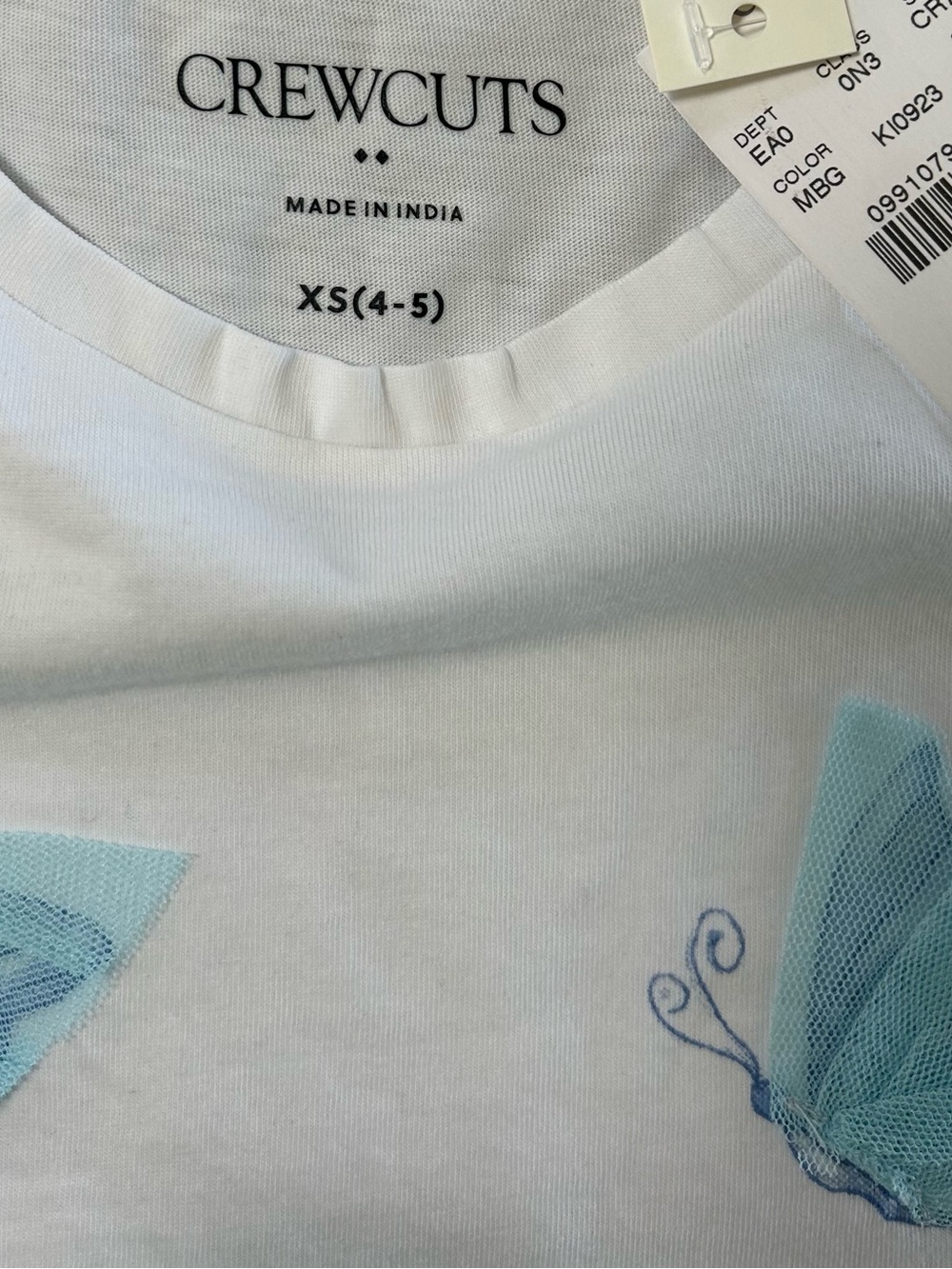 Crewcuts White Tee with Light Blue Butterfly Appliqués - Picture 2 of 4